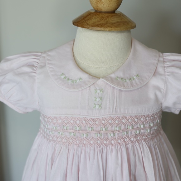 Strasburg Pink Cotton Smocked Embroidery Bubble Romper Size 3 Months NWOT - Picture 3 of 4